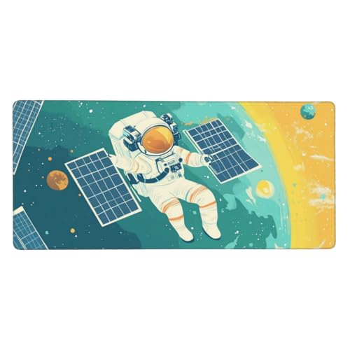 Astronaut Gaming Mauspad XXL 900x400x3 mm, Groß Karikatur Mousepad Vernähte Kanten Wasserdicht Anti-Rutsch Basis Desk Mat für PC, Laptop Verbesserung der Präzision Geschwindigkeit Büroarbeit G1066 von Zosoore