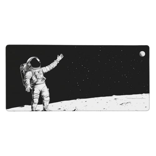 Astronaut Mauspad XXL 800x400x3 mm, Groß Gaming Mauspad Universum Mousepad Vernähte Kanten, rutschfeste Gummibasis und Wasser Resistent Weiche Oberfläche, zubehör Maus Tastatur, Zimmer Deko G1062 von Zosoore