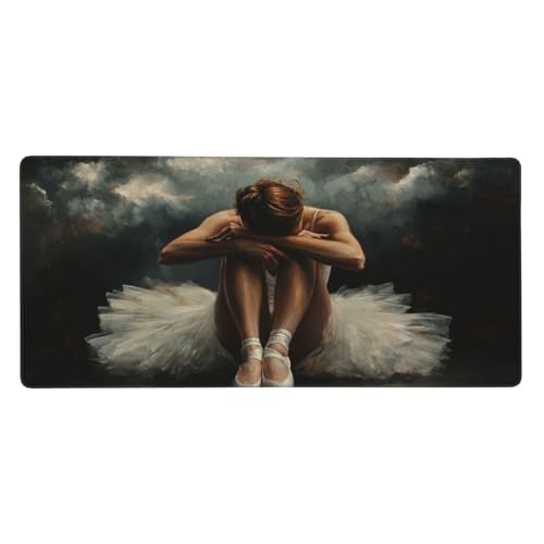 Ballett Mauspad XXL 700x300x3 mm, Groß Gaming Mauspad Mädchen Mousepad Vernähte Kanten, rutschfeste Gummibasis und Wasser Resistent Weiche Oberfläche, zubehör für Maus Tastatur, Zimmer Deko G197 von Zosoore