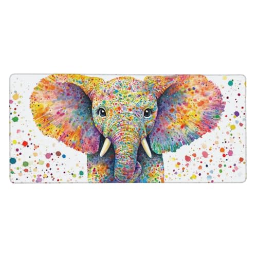 Bunt Gaming Mauspad XXL 1000 x 500 x 4mm, Groß Elefant Mousepad Vernähte Kanten Wasserdicht Anti-Rutsch Basis Desk Mat für PC, Laptop Verbesserung der Präzision und Geschwindigkeit der Büroarbeit-GZ19 von Zosoore