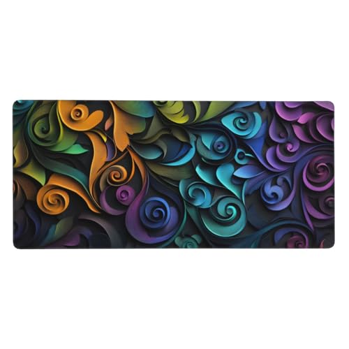 Bunt Gaming Mauspad XXL 600 x 300 x 4mm, Groß Blumen Mousepad Vernähte Kanten Wasserdicht Anti-Rutsch Basis Desk Mat für PC, Laptop Verbesserung der Präzision und Geschwindigkeit der Büroarbeit-GZ3 von Zosoore