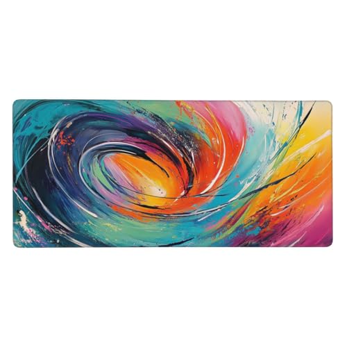 Bunt Mauspad XXL 1000x500x3 mm, Groß Gaming Mauspad Abstrakt Mousepad Vernähte Kanten, rutschfeste Gummibasis und Wasser Resistent Weiche Oberfläche, zubehör für Maus und Tastatur, Zimmer Deko G47 von Zosoore