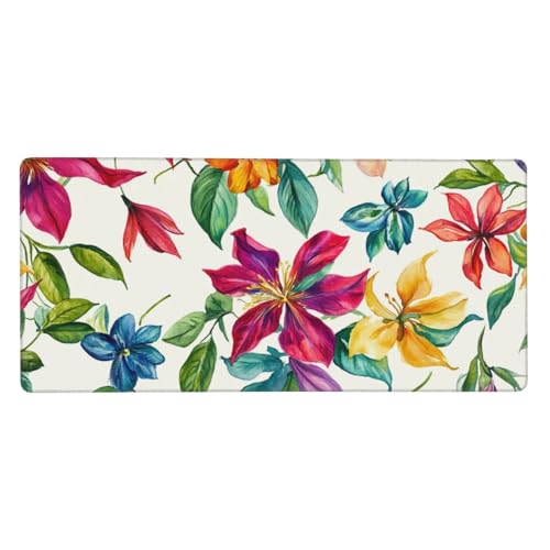 Bunt Mauspad XXL 600 x 300 x 4mm, Groß Gaming Mauspad Blumen Mousepad Vernähte Kanten, rutschfeste Gummibasis und Wasser Resistent Weiche Oberfläche, Gaming zubehör für Maus und Tastatur Deko-GZ5 von Zosoore