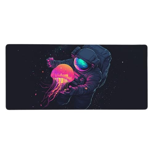 Gaming Mauspad Astronaut, Qualle Mauspad XXL 900x300x3 mm, Anti Rutsch Basis und Wasser Resistent Weiche Oberfläche Mouse Pad Verbesserung Geschwindigkeit der Büroarbeit, Zimmer Deko Geschenke G1065 von Zosoore