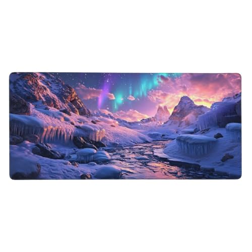 Gaming Mauspad Aurora, Berg Mauspad XXL 500 x 250 x 4mm, Anti Rutsch Basis und Wasser Resistent Weiche Oberfläche Mouse Pad Verbesserung Präzision und Geschwindigkeit der Büroarbeit, Zimmer Deko-GZ942 von Zosoore