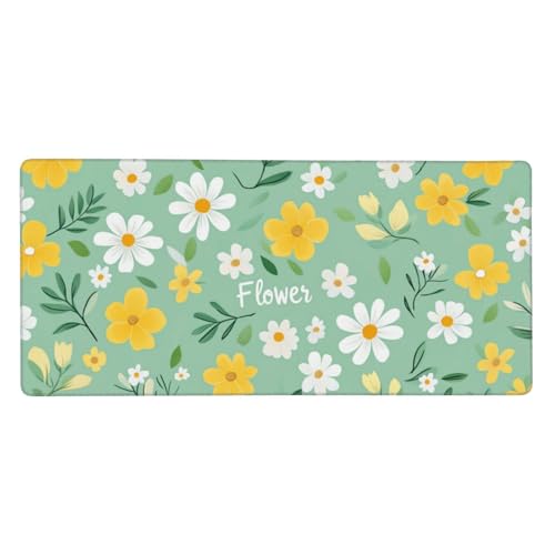 Gaming Mauspad Blume, Gelb Mauspad XXL 1200x600x3 mm, Anti Rutsch Basis und Wasser Resistent Weiche Oberfläche Mouse Pad Verbesserung Präzision und Geschwindigkeit der Büroarbeit, Zimmer Deko G512 von Zosoore