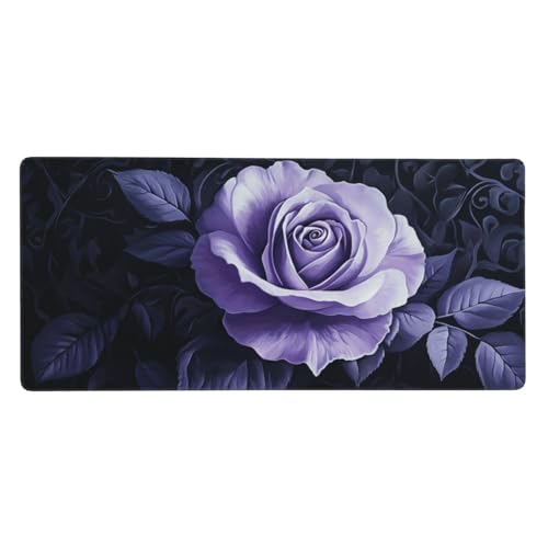 Gaming Mauspad Blume, Lila Mauspad XXL 900x300x3 mm, Anti Rutsch Basis und Wasser Resistent Weiche Oberfläche Mouse Pad Verbesserung Präzision und Geschwindigkeit der Büroarbeit, Zimmer Deko G454 von Zosoore