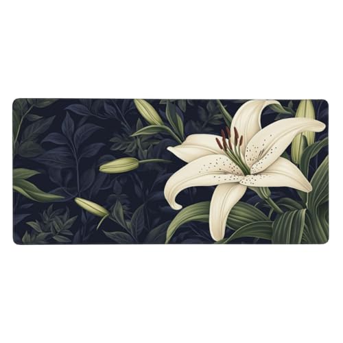 Gaming Mauspad Blume, Lilie Mauspad XXL 600x300x3 mm, Anti Rutsch Basis und Wasser Resistent Weiche Oberfläche Mouse Pad Verbesserung Präzision und Geschwindigkeit der Büroarbeit, Zimmer Deko G540 von Zosoore