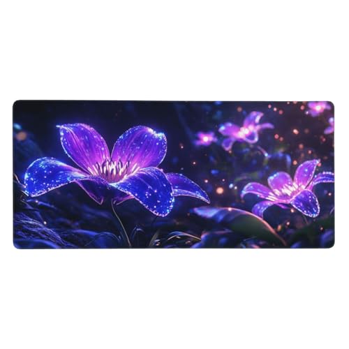 Gaming Mauspad Blumen, Lila Mauspad XXL 800 x 300 x 4mm, Anti Rutsch Basis und Wasser Resistent Weiche Oberfläche Mouse Pad Verbesserung Präzision und Geschwindigkeit der Büroarbeit, Zimmer Deko-GZ608 von Zosoore