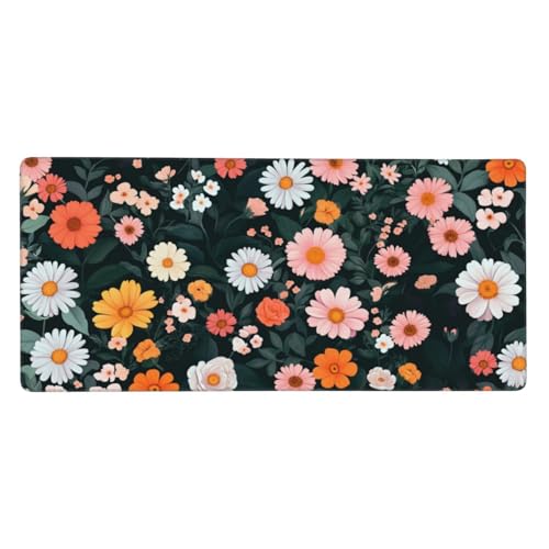 Gaming Mauspad Blumen, Retro Mauspad XXL 700x400x4mm, Anti Rutsch Basis und Wasser Resistent Weiche Oberfläche Mouse Pad Verbesserung Präzision und Geschwindigkeit der Büroarbeit, Zimmer Deko-GZ634 von Zosoore