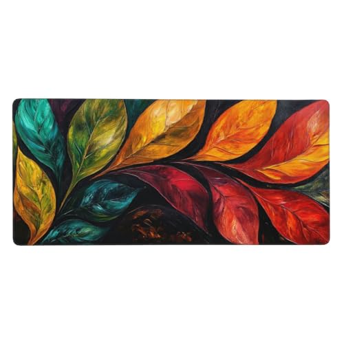 Gaming Mauspad Bunt, Blatt Mauspad XXL 800 x 400 x 4mm, Anti Rutsch Basis und Wasser Resistent Weiche Oberfläche Mouse Pad Verbesserung Präzision und Geschwindigkeit der Büroarbeit, Zimmer Deko-GZ384 von Zosoore