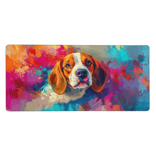 Gaming Mauspad Bunt, Hund Mauspad XXL 800 x 400 x 4mm, Anti Rutsch Basis und Wasser Resistent Weiche Oberfläche Mouse Pad Verbesserung Präzision und Geschwindigkeit der Büroarbeit, Zimmer Deko-GZ18 von Zosoore