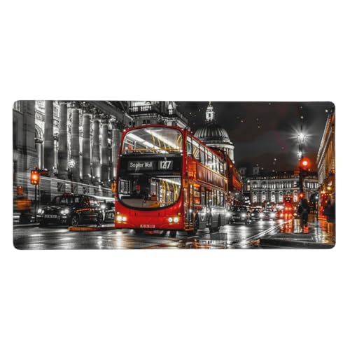 Gaming Mauspad Bus, Stadt Mauspad XXL 1200x600x3 mm, Anti Rutsch Basis und Wasser Resistent Weiche Oberfläche Mouse Pad Verbesserung Präzision und Geschwindigkeit der Büroarbeit, Zimmer Deko G196 von Zosoore