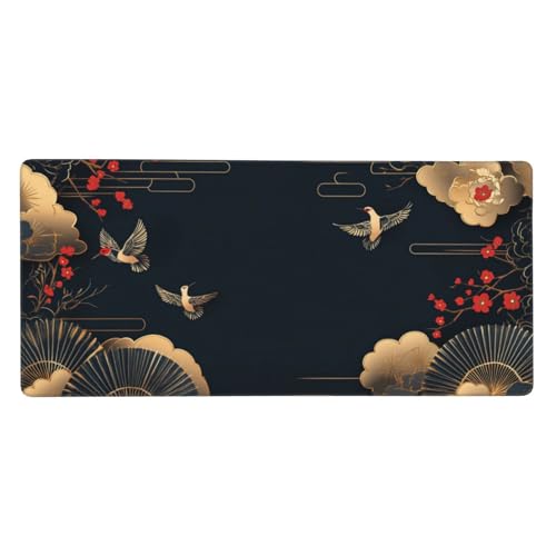 Gaming Mauspad Chinesisch, Vogel Mauspad XXL 900x300x3 mm, Anti Rutsch Basis und Wasser Resistent Weiche Oberfläche Mouse Pad Verbesserung Geschwindigkeit der Büroarbeit, Zimmer Deko Geschenke G1039 von Zosoore