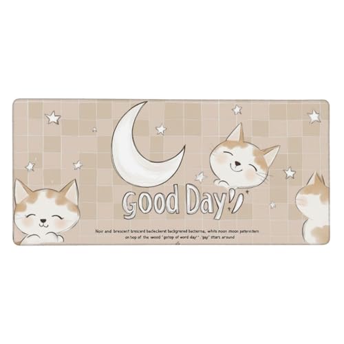 Gaming Mauspad Katze, Mond Mauspad XXL 700x400x3 mm, Anti Rutsch Basis und Wasser Resistent Weiche Oberfläche Mouse Pad Verbesserung Präzision und Geschwindigkeit der Büroarbeit, Zimmer Deko G636 von Zosoore