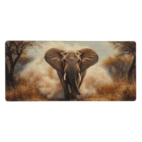 Gaming Mauspad Landschaft, Elefant Mauspad XXL 1000x500x4mm, Anti Rutsch Basis und Wasser Resistent Weiche Oberfläche Mouse Pad Verbesserung Präzision und Geschwindigkeit der Büroarbeit, Deko-GZ314 von Zosoore