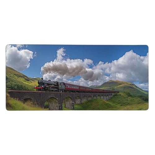 Gaming Mauspad Landschaft, Zug Mauspad XXL 600x300x4mm, Anti Rutsch Basis und Wasser Resistent Weiche Oberfläche Mouse Pad Verbesserung Präzision und Geschwindigkeit der Büroarbeit, Zimmer Deko-GZ301 von Zosoore