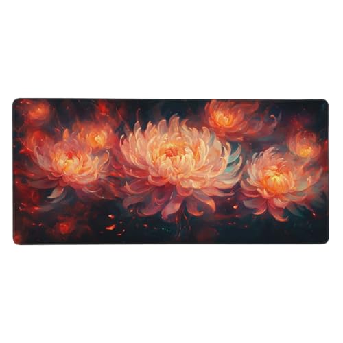 Gaming Mauspad Lotus, Rot Mauspad XXL 800 x 300 x 4mm, Anti Rutsch Basis und Wasser Resistent Weiche Oberfläche Mouse Pad Verbesserung Präzision und Geschwindigkeit der Büroarbeit, Zimmer Deko-GZ824 von Zosoore