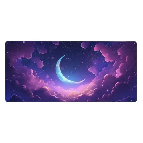 Gaming Mauspad Mond, Lila Mauspad XXL 700 x 300 x 4mm, Anti Rutsch Basis und Wasser Resistent Weiche Oberfläche Mouse Pad Verbesserung Präzision und Geschwindigkeit der Büroarbeit, Zimmer Deko-GZ1467 von Zosoore