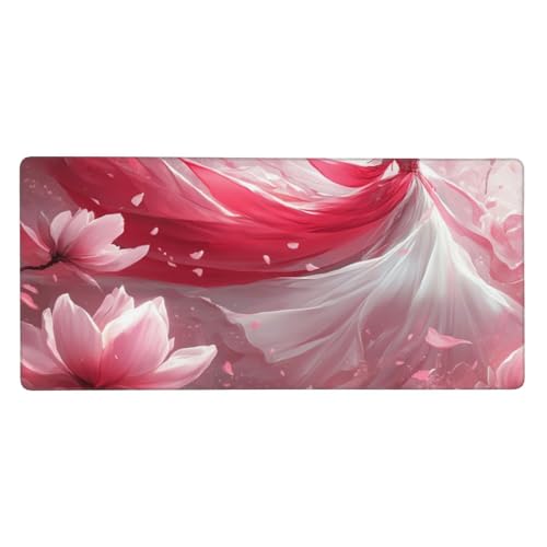 Gaming Mauspad Rosa, Lotus Mauspad XXL 700 x 300 x 4mm, Anti Rutsch Basis und Wasser Resistent Weiche Oberfläche Mouse Pad Verbesserung Präzision und Geschwindigkeit der Büroarbeit, Zimmer Deko-GZ363 von Zosoore