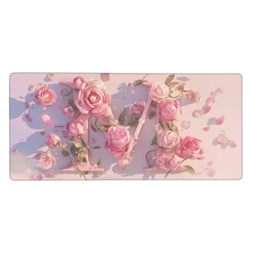 Gaming Mauspad Rosa, Rosen Mauspad XXL 800 x 400 x 4mm, Anti Rutsch Basis und Wasser Resistent Weiche Oberfläche Mouse Pad Verbesserung Präzision und Geschwindigkeit der Büroarbeit, Zimmer Deko-GZ330 von Zosoore