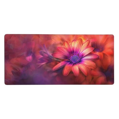 Gaming Mauspad Rot, Blume Mauspad XXL 1000 x 500 x 4mm, Anti Rutsch Basis und Wasser Resistent Weiche Oberfläche Mouse Pad Verbesserung Präzision und Geschwindigkeit der Büroarbeit, Zimmer Deko-GZ455 von Zosoore