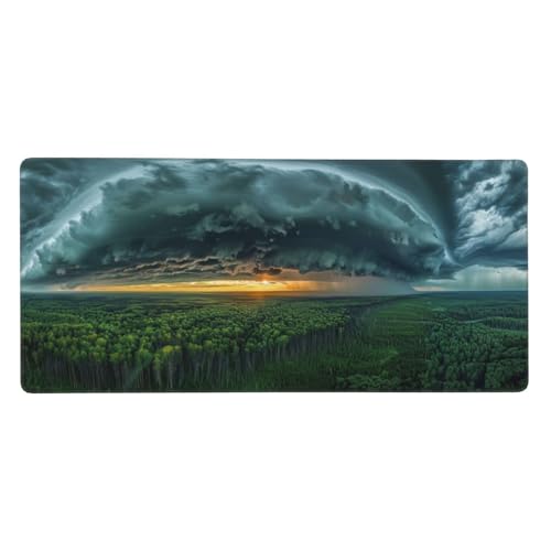 Gaming Mauspad Sonnenuntergang, Grün Mauspad XXL 700x400x4mm, Anti Rutsch Basis und Wasser Resistent Weiche Oberfläche Mouse Pad Verbesserung Präzision und Geschwindigkeit der Büroarbeit, Deko-GZ1162 von Zosoore