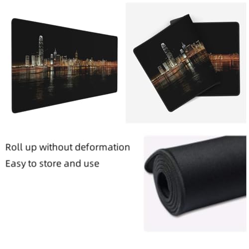 Gaming Mauspad Stadt, Nachtansicht Mauspad XXL 900x400x4mm, Anti Rutsch Basis und Wasser Resistent Weiche Oberfläche Mouse Pad Verbesserung Präzision und Geschwindigkeit der Büroarbeit, Deko-GZ124 von Zosoore