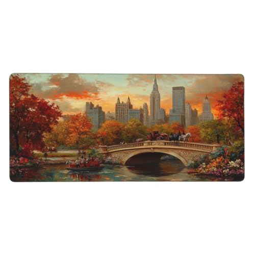 Gaming Mauspad Stadt, See Mauspad XXL 900x300x3 mm, Anti Rutsch Basis und Wasser Resistent Weiche Oberfläche Mouse Pad Verbesserung Präzision und Geschwindigkeit der Büroarbeit, Zimmer Deko G140 von Zosoore