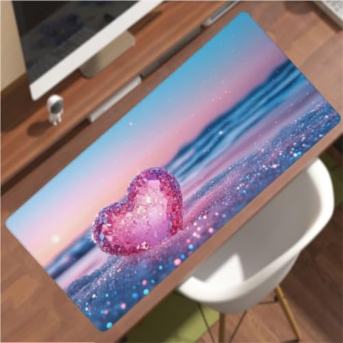 Gaming Mauspad Strand, Liebe Mauspad XXL 600x300x4mm, Anti Rutsch Basis und Wasser Resistent Weiche Oberfläche Mouse Pad Verbesserung Präzision und Geschwindigkeit der Büroarbeit, Zimmer Deko-GZ214 von Zosoore