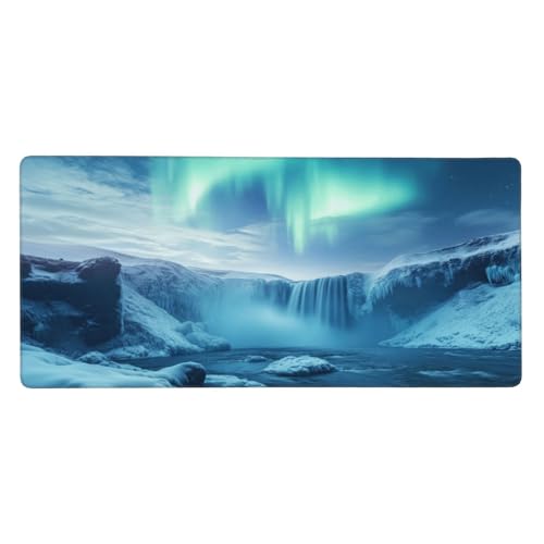 Gaming Mauspad Winter, Aurora Mauspad XXL 800x400x4mm, Anti Rutsch Basis und Wasser Resistent Weiche Oberfläche Mouse Pad Verbesserung Präzision und Geschwindigkeit der Büroarbeit, Zimmer Deko-GZ54 von Zosoore