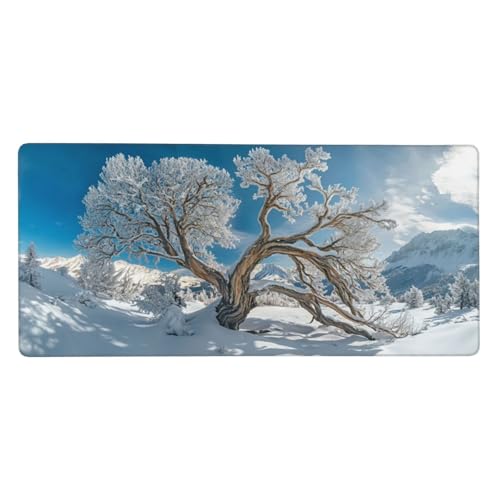 Gaming Mauspad Winter, Baum Mauspad XXL 500 x 250 x 4mm, Anti Rutsch Basis und Wasser Resistent Weiche Oberfläche Mouse Pad Verbesserung Präzision und Geschwindigkeit der Büroarbeit, Zimmer Deko-GZ42 von Zosoore