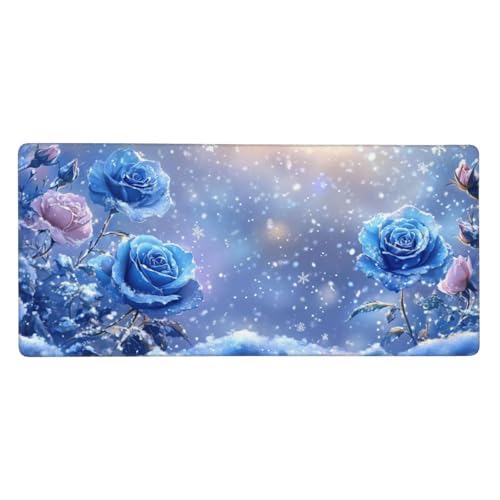 Gaming Mauspad Winter, Rosen Mauspad XXL 1200x600x4mm, Anti Rutsch Basis und Wasser Resistent Weiche Oberfläche Mouse Pad Verbesserung Präzision und Geschwindigkeit der Büroarbeit, Zimmer Deko-GZ48 von Zosoore