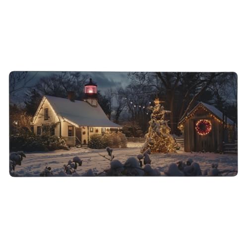 Gaming Mauspad Winter, Winter Mauspad XXL 800x300x4mm, Anti Rutsch Basis und Wasser Resistent Weiche Oberfläche Mouse Pad Verbesserung Präzision und Geschwindigkeit der Büroarbeit, Zimmer Deko-GZ38 von Zosoore