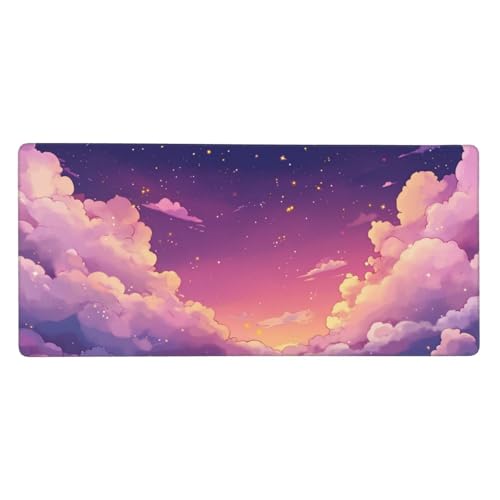 Gaming Mauspad Wolke, Lila Mauspad XXL 1200x600x3 mm, Anti Rutsch Basis und Wasser Resistent Weiche Oberfläche Mouse Pad Verbesserung Präzision und Geschwindigkeit der Büroarbeit, Zimmer Deko G1040 von Zosoore