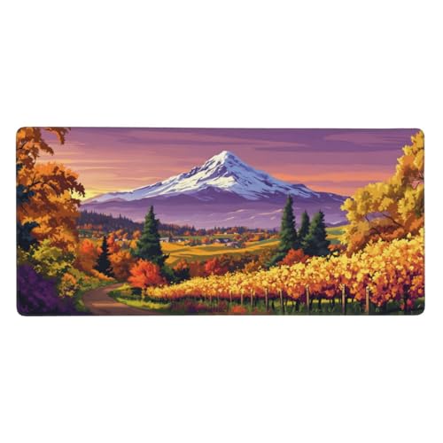 Herbst Mauspad XXL 700 x 400 x 4mm, Groß Gaming Mauspad Berg Mousepad Vernähte Kanten, rutschfeste Gummibasis und Wasser Resistent Weiche Oberfläche, Gaming zubehör für Maus und Tastatur Deko-GZ1304 von Zosoore