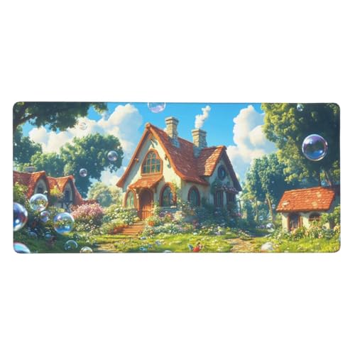 Landschaft Mauspad XXL 900x400x4mm, Gaming Mauspad Ländlich Mousepad Vernähte Kanten, rutschfeste Gummibasis und Wasser Resistent Weiche Oberfläche, Gaming zubehör für Maus und Tastatur Deko-GZ257 von Zosoore