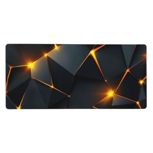 Schwarz Gaming Mauspad XXL 800 x 300 x 4mm, Groß Gold Mousepad Vernähte Kanten Wasserdicht Anti-Rutsch Basis Desk Mat für PC, Laptop Verbesserung der Präzision und Geschwindigkeit der Büroarbeit-GZ475 von Zosoore