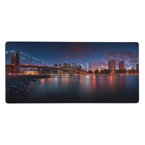 Stadt Gaming Mauspad XXL 700 x 400 x 4mm, Groß Brücke Mousepad Vernähte Kanten Wasserdicht Anti-Rutsch Basis Desk Mat für PC, Laptop Verbesserung der Präzision und Geschwindigkeit der Büroarbeit-GZ153 von Zosoore