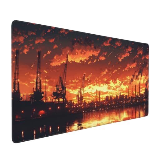 Stadt Mauspad XXL 800 x 300 x 4mm, Groß Gaming Mauspad Strand Mousepad Vernähte Kanten, rutschfeste Gummibasis und Wasser Resistent Weiche Oberfläche, Gaming zubehör für Maus und Tastatur Deko-GZ144 von Zosoore