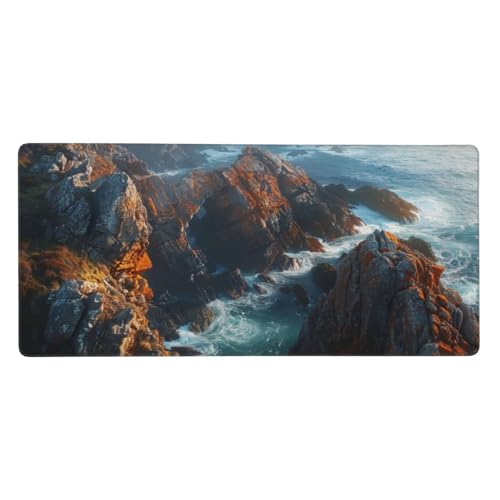 Strand Gaming Mauspad XXL 1200 x 600 x 4mm, Groß Berg Mousepad Vernähte Kanten Wasserdicht Anti-Rutsch Basis Desk Mat für PC, Laptop Verbesserung der Präzision und Geschwindigkeit der Büroarbeit-GZ551 von Zosoore