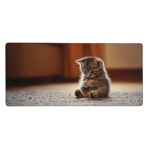 Tier Gaming Mauspad XXL 600 x 300 x 4mm, Groß Katze Mousepad Vernähte Kanten Wasserdicht Anti-Rutsch Basis Desk Mat für PC, Laptop Verbesserung der Präzision und Geschwindigkeit der Büroarbeit-GZ30 von Zosoore