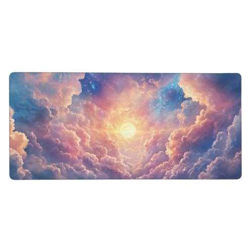 Wolke Gaming Mauspad XXL 900x400x3 mm, Groß Sonne Mousepad Vernähte Kanten Wasserdicht Anti-Rutsch Basis Desk Mat für PC, Laptop Verbesserung der Präzision und Geschwindigkeit der Büroarbeit G1038 von Zosoore