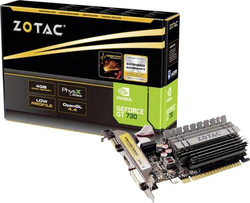 Zotac Grafikkarte Nvidia GeForce GT730 4GB DDR3-RAM PCIe x16 HDMI®, DVI, VGA Low Profile, Passiv ge von Zotac