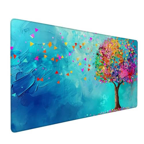 Blau Schreibtischunterlage Baum des Lebens Mousepad Groß 1000x500x3 mm XXL Mauspad Wasserdicht rutschfest Gummibasis, für PC MacBook und Laptop Mousepad Gaming Zubehör für Büro Deko Aesthetic Z-905 von Zoulile