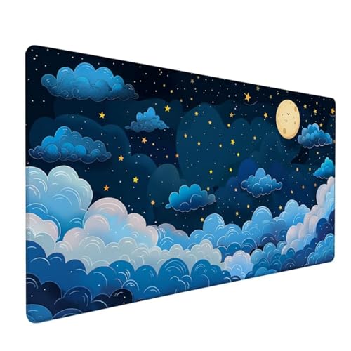 Blau Schreibtischunterlage Mond Mousepad Groß 1600 x 800 x 3 mm XXL Mauspad mit Wasserdicht rutschfest Gummibasis, für PC MacBook und Laptop Mousepad Gaming Zubehör für Büro Deko Aesthetic Z-579 von Zoulile