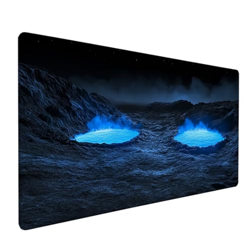 Gaming Mauspad XXL 600x300x3 mm Groß Mousepad Blau Schreibtischunterlage Abstrakt Mouse Pad rutschfeste Gummibasis, Vernähte Kanten Design Wasserdicht Mouse Pad für PC Gaming Zubehör, Geschenk Z-383 von Zoulile