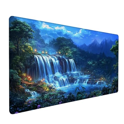 Gaming Mauspad XXL 600x300x3 mm Groß Mousepad Blau Schreibtischunterlage Kugel Mouse Pad mit rutschfeste Gummibasis, Vernähte Kanten Design Wasserdicht Mouse Pad für PC Gaming Zubehör, Geschenk Z-337 von Zoulile