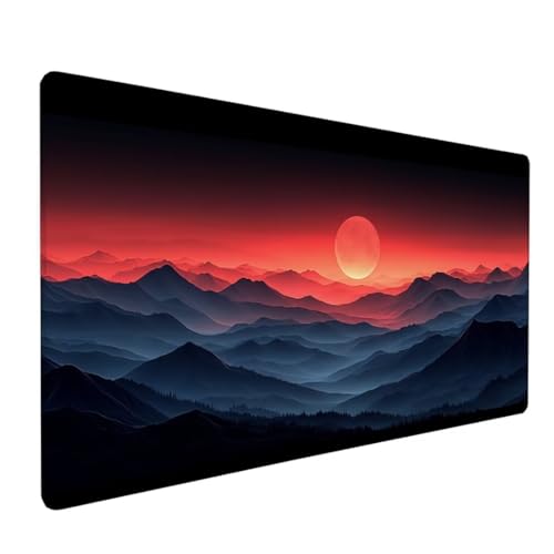 Gaming Mauspad XXL 600x300x3 mm Groß Mousepad Rot Schreibtischunterlage Meer Mouse Pad mit rutschfeste Gummibasis, Vernähte Kanten Design Wasserdicht Mouse Pad für PC Gaming Zubehör, Geschenk Z-49 von Zoulile