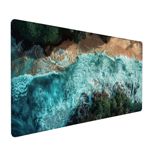 Gaming Mauspad XXL 700x300x3 mm Groß Mousepad Blau Schreibtischunterlage Landschaft Mouse Pad Rutschfeste Gummibasis, Vernähte Kanten Design Wasserdicht Mouse Pad für PC Gaming Zubehör, Geschenk Z-817 von Zoulile